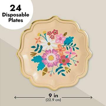 Vintage Floral Paper Plates - 24 Pack for Stylish Gatherings