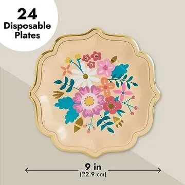 Vintage Floral Paper Plates - 24 Pack for Stylish Gatherings