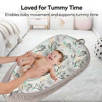 VIVIMOON Baby Lounger Cover for Newborn 0-12 Months - Ultra Soft, 100% Natural Breathable Cotton Newborn Lounger Cover Baby nest - Infant Floor Seats & Loungers Cover - Baby Essentials -Grey Leaves