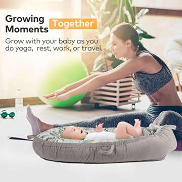 VIVIMOON Baby Lounger Cover for Newborn 0-12 Months - Ultra Soft, 100% Natural Breathable Cotton Newborn Lounger Cover Baby nest - Infant Floor Seats & Loungers Cover - Baby Essentials -Grey Leaves