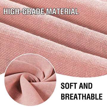 H.VERSAILTEX Natural Linen Blended Curtains 63 Inches Length 2 Panels Textured Woven Linen Sheer Curtain Drapes for Living Room/Bedroom Light Filtering Rod Pocket Casual Draperies - Coral Pink