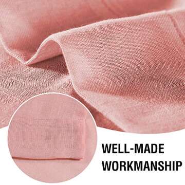 H.VERSAILTEX Natural Linen Blended Curtains 63 Inches Length 2 Panels Textured Woven Linen Sheer Curtain Drapes for Living Room/Bedroom Light Filtering Rod Pocket Casual Draperies - Coral Pink