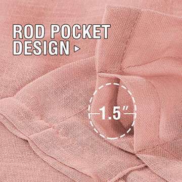 H.VERSAILTEX Natural Linen Blended Curtains 63 Inches Length 2 Panels Textured Woven Linen Sheer Curtain Drapes for Living Room/Bedroom Light Filtering Rod Pocket Casual Draperies - Coral Pink