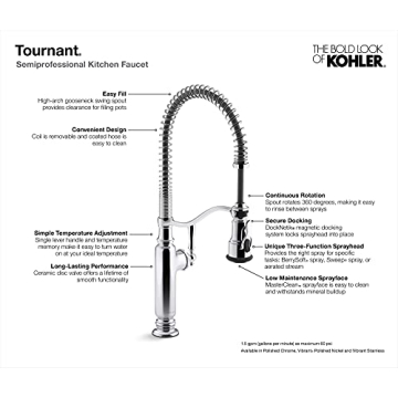 KOHLER Tournant Semi-Professional Kitchen Faucet - Vibrant Stainless