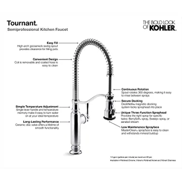 KOHLER Tournant Semi-Professional Kitchen Faucet - Vibrant Stainless