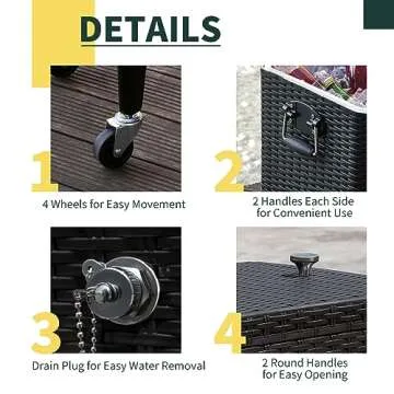 Outsunny 80 QT Rolling Ice Chest Portable Patio Party Drink Cooler Cart - Dark Bro