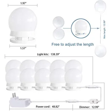 Chende LED Vanity Light Mirror with Dimmer for Makeup