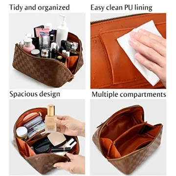 ALEXTINA Waterproof PU Leather Travel Cosmetic Bag Organizer