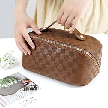 ALEXTINA Waterproof PU Leather Travel Cosmetic Bag Organizer