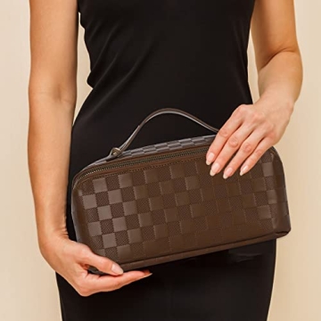 ALEXTINA Waterproof PU Leather Travel Cosmetic Bag Organizer