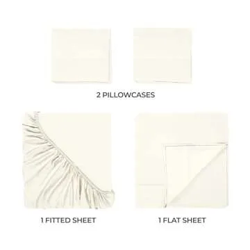 Superior Modal from Beechwood 300 Thread Bed Sheet Set, 1 Elastic Deep Pocket Fitted Sheet, 1 Flat Sheet, 2 Pillowcases, Soft Cool Sheets, Sateen Weave, Bedding Essentials, King, Ivory