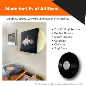 Now Spinning Vinyl Record Wall Mount Display/Shelf | Hang Albums Without Wall-Damage | Perfect for Office, Home, Dorms, and Apartments (Now Spinning + 2 Mounts, White)