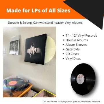 Now Spinning Vinyl Record Wall Mount Display/Shelf | Hang Albums Without Wall-Damage | Perfect for Office, Home, Dorms, and Apartments (Now Spinning + 2 Mounts, White)