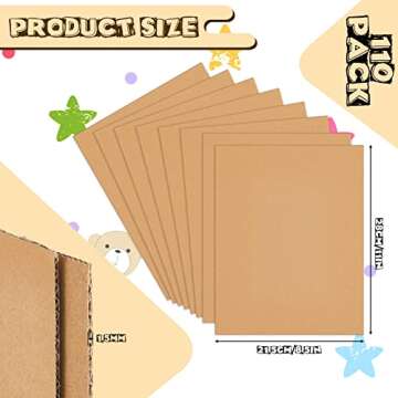 Henoyso 110 Pack Corrugated Cardboard Sheets Flat Cardboard Sheets Packaging Inserts Flat Square Inserts Squares Separators for Shipping Packing Mailing Crafts(Brown,11 x 8.5 Inch)