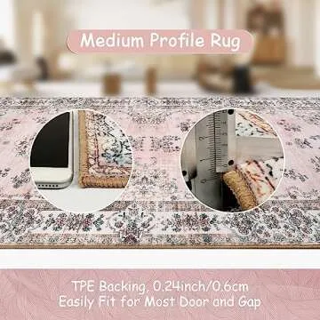 Lahome Soft Floral Washable Pink Area Rug 5x7