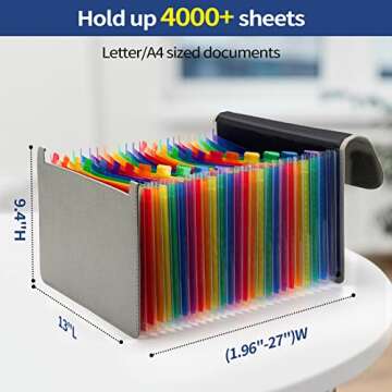 Sooez Accordion File Organizer | Stylish & Durable 24 Pockets