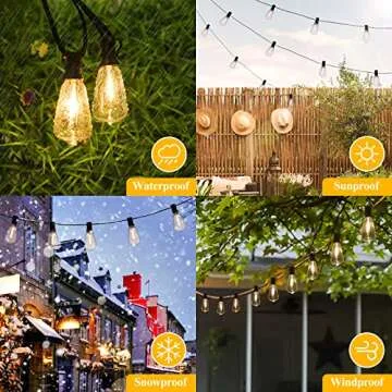 Brightever 50FT Outdoor String Lights Waterproof, 2700K Bright LED Patio Lights with 27 ST38 Shatterproof Vintage Bulbs, Retro Connectable Edison String Lights for Outside, Garden, Balcony, Porch