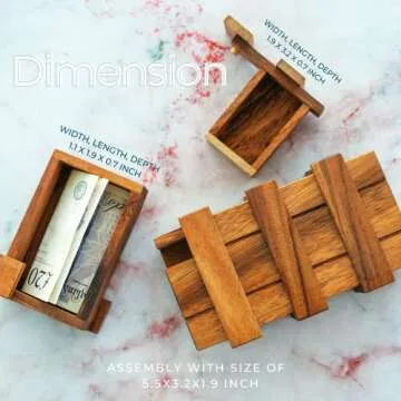 BSIRI Secret Puzzle Box- Brain Teaser Wooden Box with Hidden Compartments - Ideal Money Box, Stash Box, Jewelry Box, 3D Puzzle Lock Box, Gift Card, Money Puzzle Box for Cash Gift (Double Magic Box)