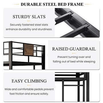 SHA CERLIN Metal Twin Loft Bed Frame with Stairs Space-Saving
