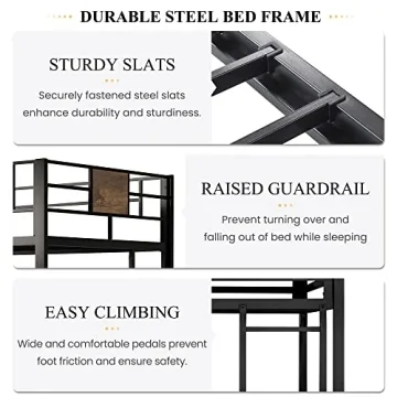 SHA CERLIN Metal Twin Loft Bed Frame with Stairs Space-Saving