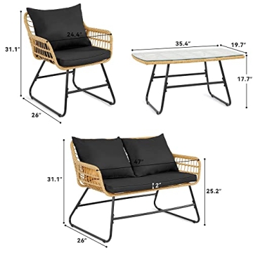 YITAHOME Stylish 4-Piece Patio Furniture Set for Outdoor Living
