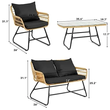 YITAHOME Stylish 4-Piece Patio Furniture Set for Outdoor Living