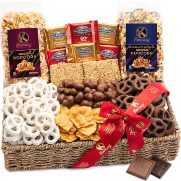 KREMERY Creamy Chocolate Cravings - Holiday Christmas Chocolate Covered Pretzels & Caramel Popcorn G...