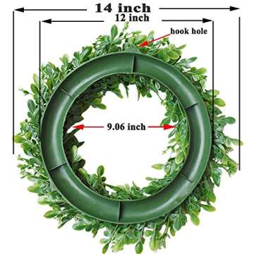 14" Eucalyptus-Wreath Artificial Wreath Door Wreath Leaves Wreath Eucalyptus Garland for Home Front Door Office Window Wall Wedding Decor Bodhi Garland for Spring Sumer