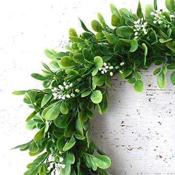 14" Eucalyptus-Wreath Artificial Wreath Door Wreath Leaves Wreath Eucalyptus Garland for Home Front Door Office Window Wall Wedding Decor Bodhi Garland for Spring Sumer
