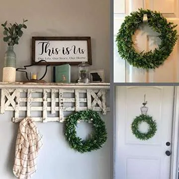 14" Eucalyptus-Wreath Artificial Wreath Door Wreath Leaves Wreath Eucalyptus Garland for Home Front Door Office Window Wall Wedding Decor Bodhi Garland for Spring Sumer