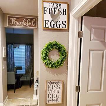 14" Eucalyptus-Wreath Artificial Wreath Door Wreath Leaves Wreath Eucalyptus Garland for Home Front Door Office Window Wall Wedding Decor Bodhi Garland for Spring Sumer