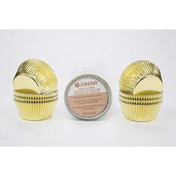 Gifbera Standard Gold Foil Cupcake Liners Wrappers Metallic Baking Cups, 200-Count