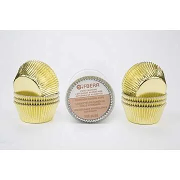 Gifbera Standard Gold Foil Cupcake Liners Wrappers Metallic Baking Cups, 200-Count