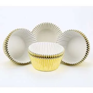 Gifbera Standard Gold Foil Cupcake Liners Wrappers Metallic Baking Cups, 200-Count