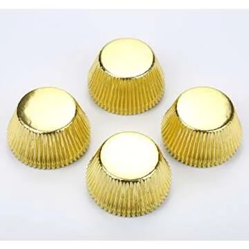 Gifbera Standard Gold Foil Cupcake Liners Wrappers Metallic Baking Cups, 200-Count