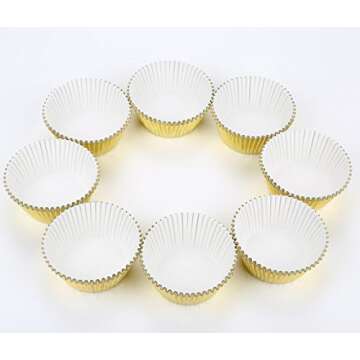 Gifbera Standard Gold Foil Cupcake Liners Wrappers Metallic Baking Cups, 200-Count