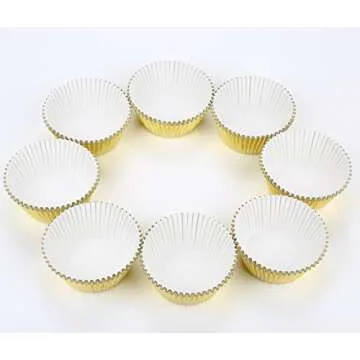 Gifbera Standard Gold Foil Cupcake Liners Wrappers Metallic Baking Cups, 200-Count
