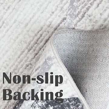 jinchan 4x6 Area Rug, Moroccan Geometric Thin Rug, Non-Slip Soft Accent Carpet for Living Room, Bedroom, Dining Room, Home Office, Grey Black