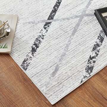 jinchan 4x6 Area Rug, Moroccan Geometric Thin Rug, Non-Slip Soft Accent Carpet for Living Room, Bedroom, Dining Room, Home Office, Grey Black