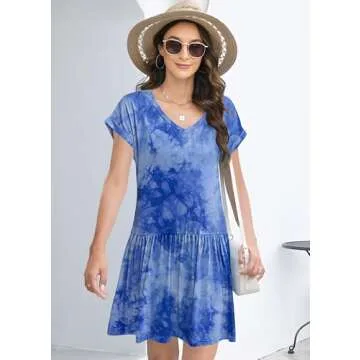 ETCYY Summer Dresses for Women - Casual V Neck Flowy Dress