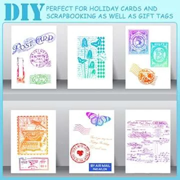 Yinder 7 Pcs Vintage Rubber Clear Stamps Set 4 Sheet Transparent Postage Silicone Stamps 3 Pcs Acrylic Stamp Block Tools with Grid Lines Rubber Craft Supplies for DIY Scrapbooking Journaling