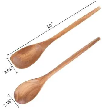 MornHalo 2PCS Acacia Wooden Spoons For Cooking-14 Inch Smooth Finish Cooking Spoons-Comfortable Grip...