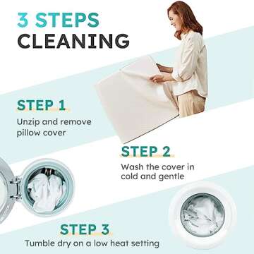 Bedluxe Wedge Pillow, 10 inch Bed Wedge Pillow for Headboard, Pillow Wedge for Acid Reflux Relief, Sleeping, Back Pain Relief, Snoring, Triangle Pillow Wedge - Cooling Memory Foam Top, White/Grey