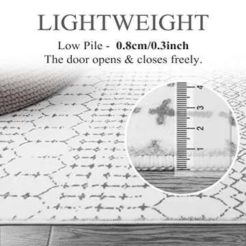 Lahome Moroccan Washable Runner Rug - 2x6 Non-Slip Throw Hallway Runner Rug Ultra-Thin Soft Kitchen Runner Laundry Room Rug White Print Distressed Carpet Runner for Entryway Bathroom Living Room