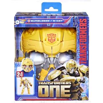 Transformers One 2 in 1 Bumblebee B-127 9.8 Inch Robot Action Figure, Converts to Mask, Interactive ...