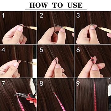 XIAO TAO ZI Synthetic Rainbow Feather Hair Extensions Kit