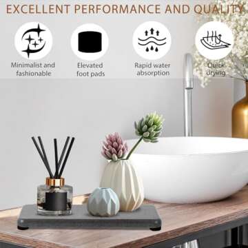 Quick Drying Diatomite Stone Sink Tray 4PCS