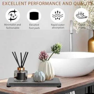 Quick Drying Diatomite Stone Sink Tray 4PCS