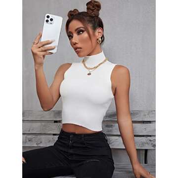 Trendy Verdusa Sleeveless High Mock Neck Ribbed Crop Top