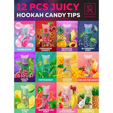 Candy Hookah Tips - 12 pcs Glow in The Dark Jolly Tips - Delicious Flavors
